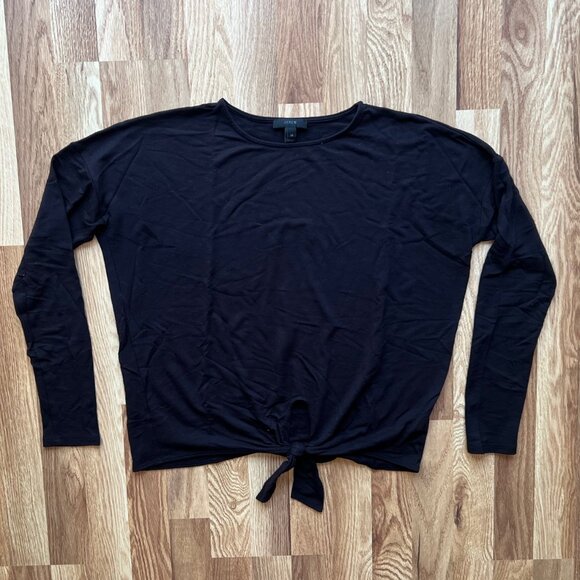 J. Crew Black Tie Front Long Sleeve Tee - Picture 4 of 11